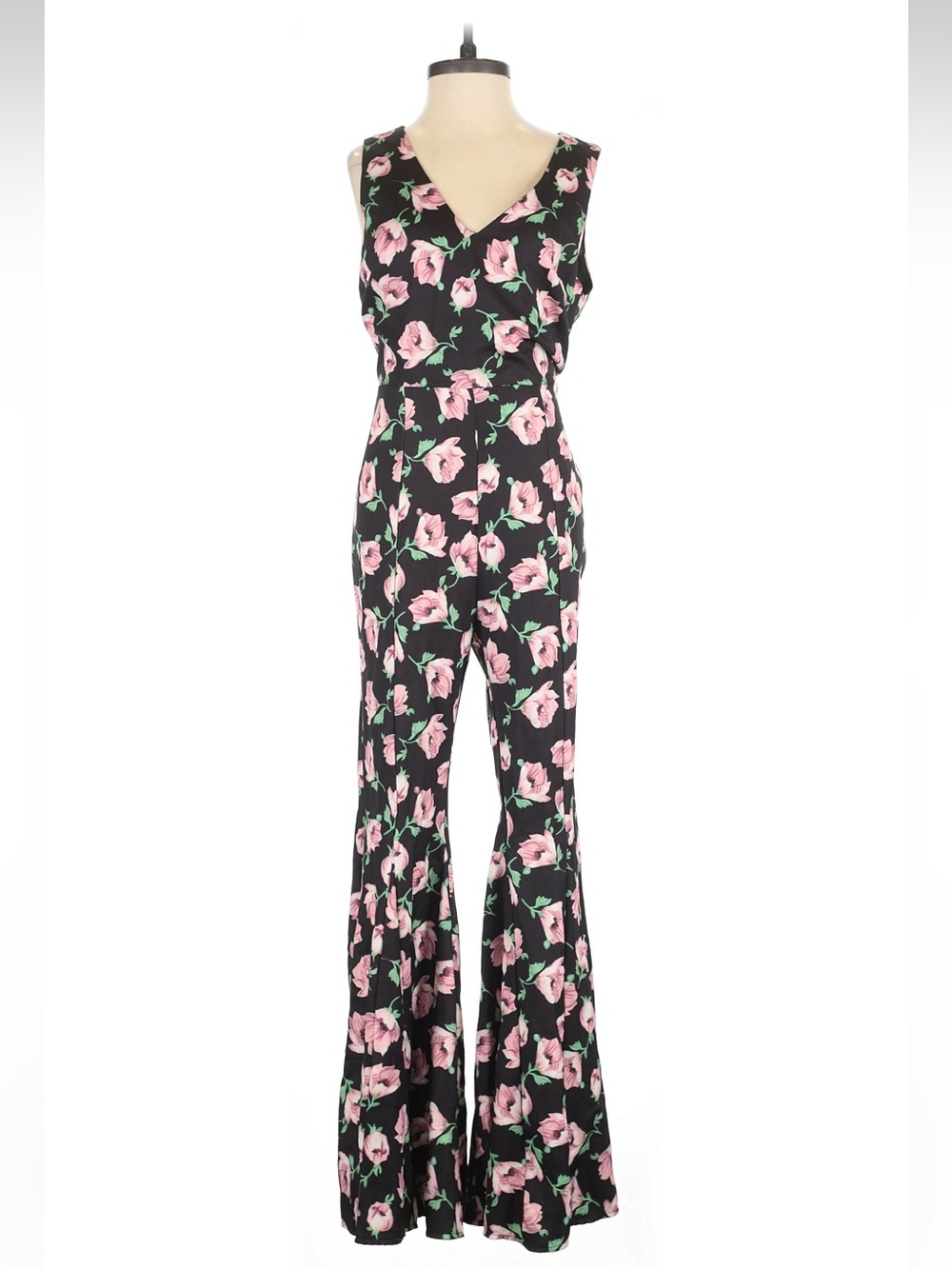L’Atiste by Amy Black Floral Wide Leg Jumpsuit Size M